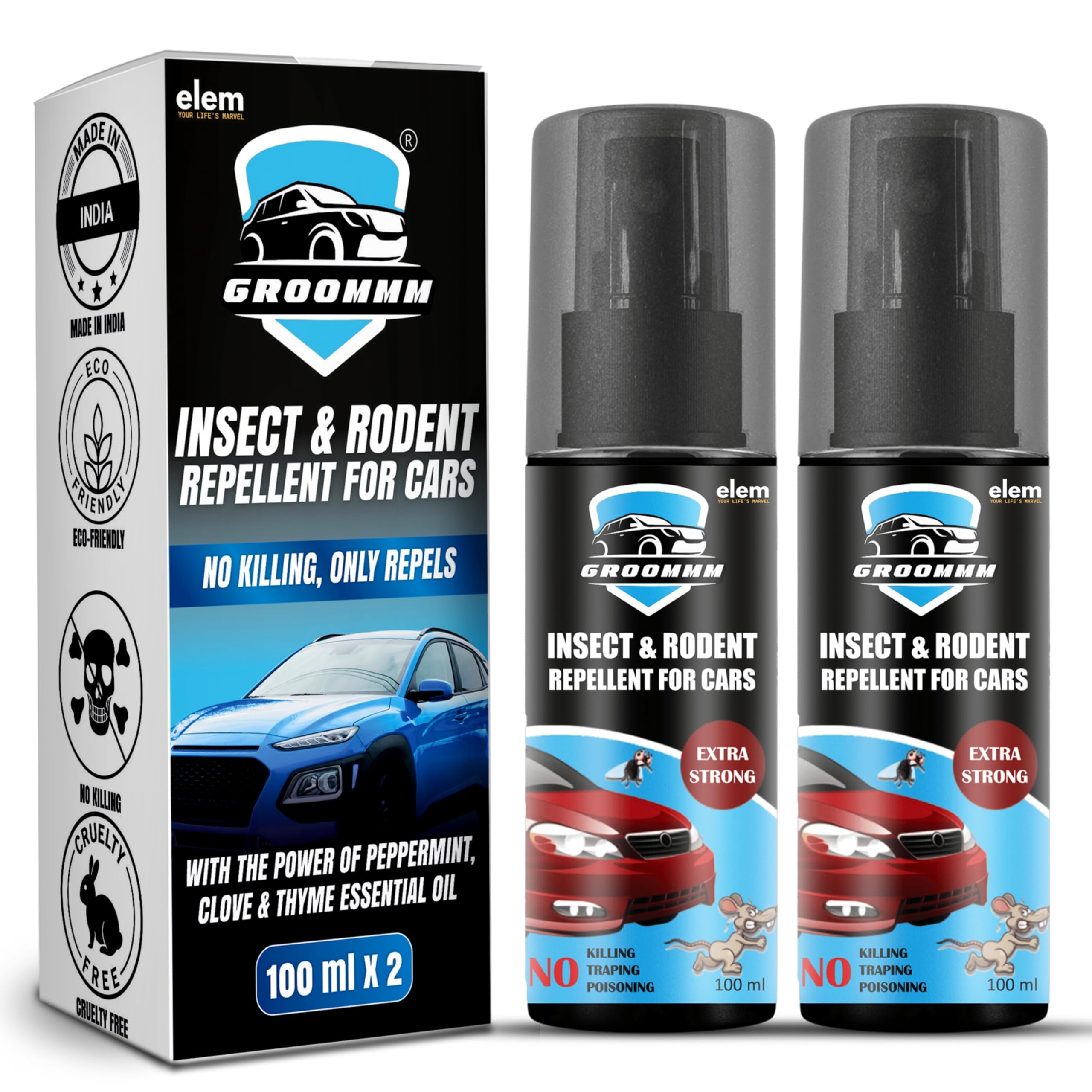 Groommm Insect & Rodent Repellent Spray for Car 200ML | Rat Repellent Spray for Car | Car Rat Repellent | Rodent Repellent For Car | Non Toxic | No Kill Only Repels | (Pack of 2) (B0C3X9QGBL) Amazon Price History, Amazon Price Tracker