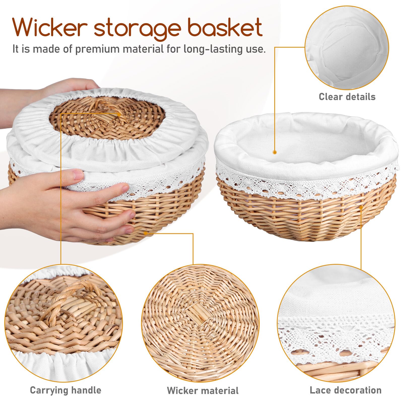 NUOBESTY Panier Tressé pour Rangement Alimentaire Osier Blanc Panier Artisanal pour Fruits et Pain
