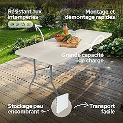 AREBOS Table de Buffet Pliante blanche 182x74x74 cm