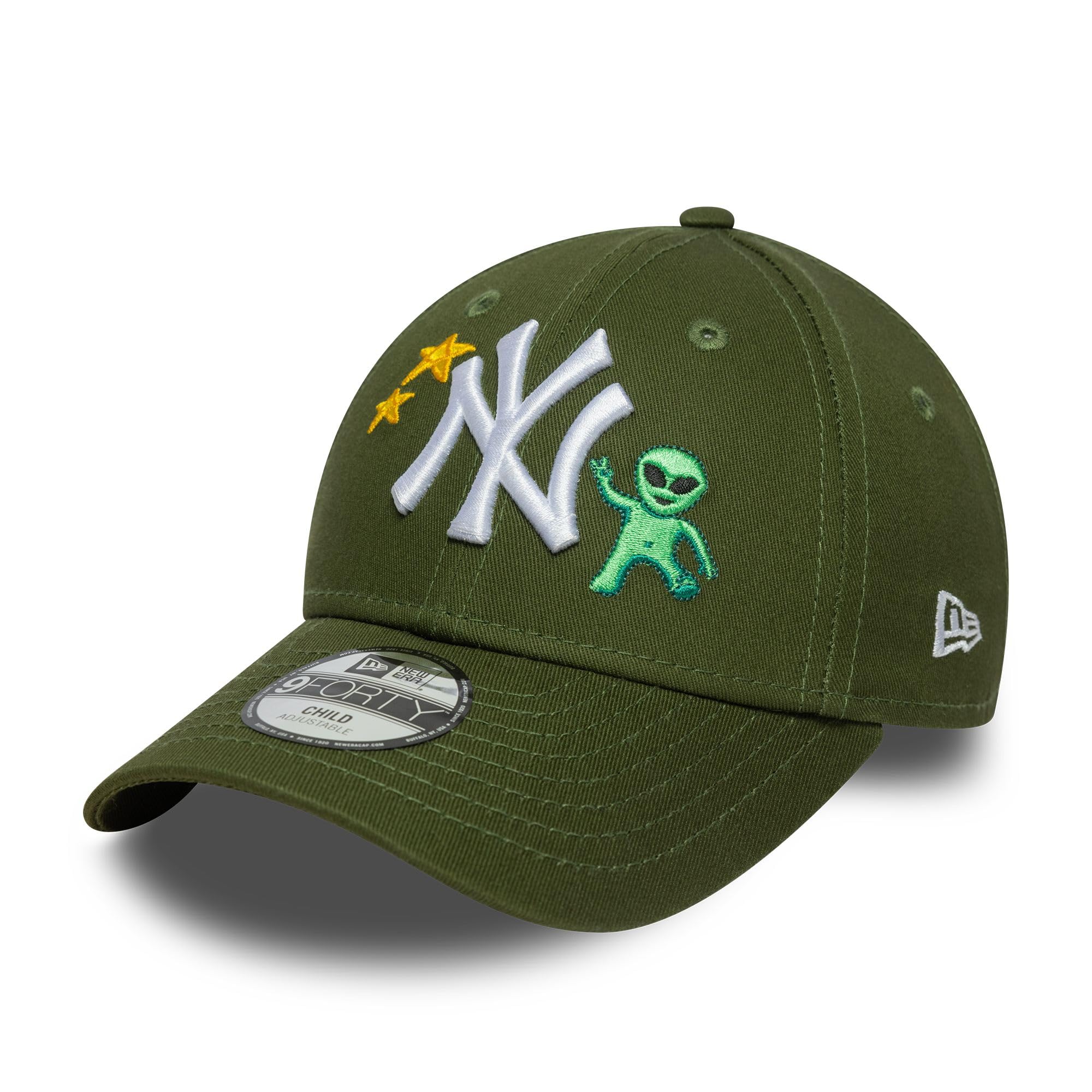 New Era New York Yankees Space Icon 9Forty Kids Cap Olive Green — image 1