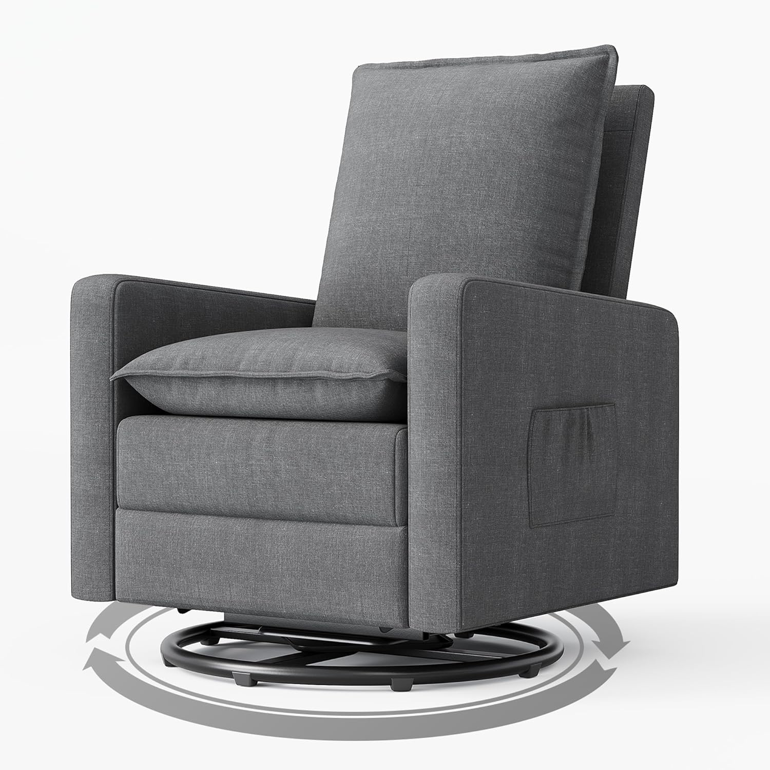 Amopatio Nursery Rocking Recliner, 360° Swivel Glider Chair with Adjustable Backrest, 20° Rocking Nursing Chair, High-Density Cushion Lounge Chair for Nursery Living Room Reading Rest(300 LBS)