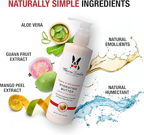 Miniatura 3 de Warren London Loción acondicionador hidratante de mantequilla para perros sin enjuague para piel y pelaje  Acondicionador de aloe para perros para