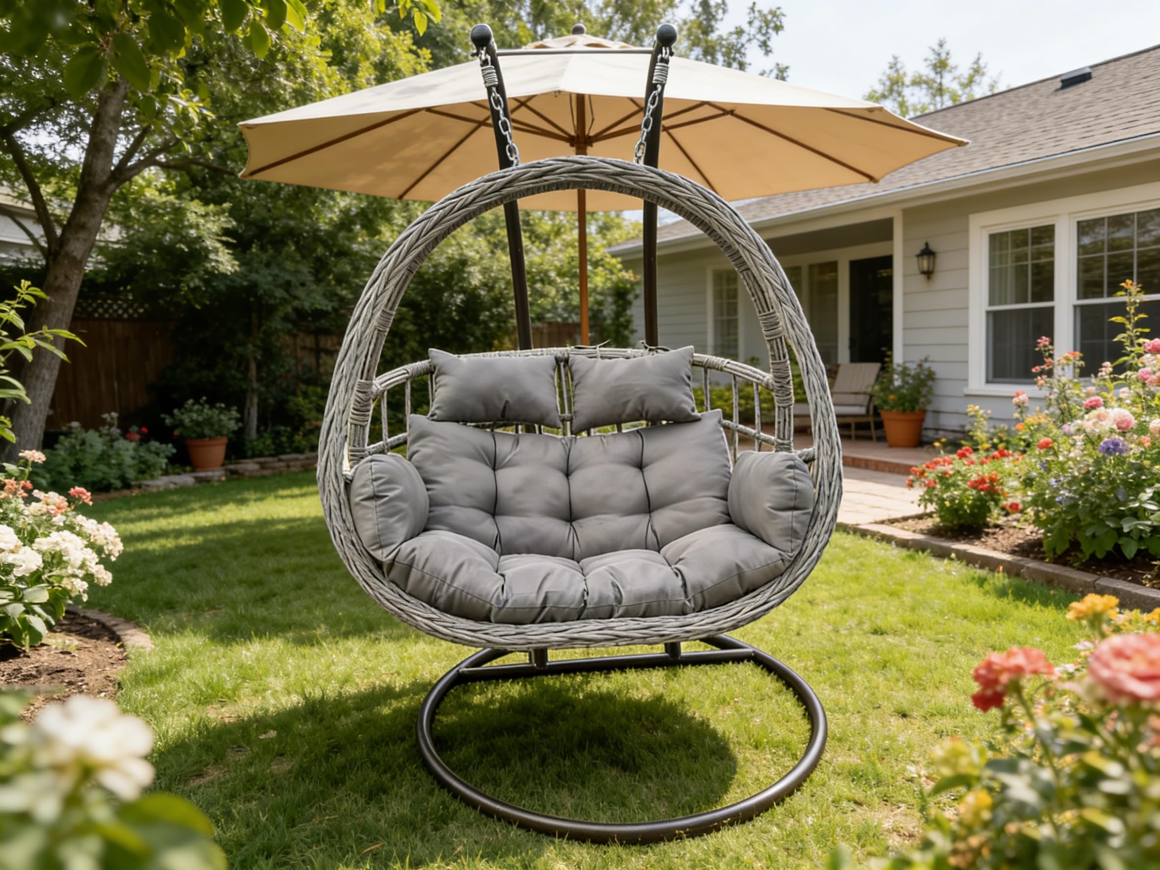 Groupon Unisex Rust Outdoor Love Egg Hanging Chair With Stand