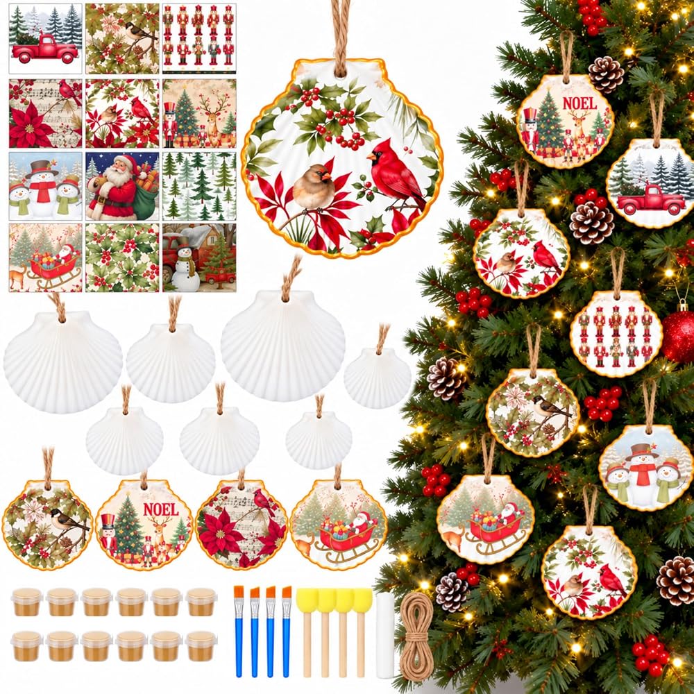 Blueweenly 18 Set Christmas Scallop Shells for Crafts with Drilled Hole — 사진 1