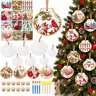 Blueweenly 18 Set Christmas Scallop Shells for Crafts with Drilled Hole