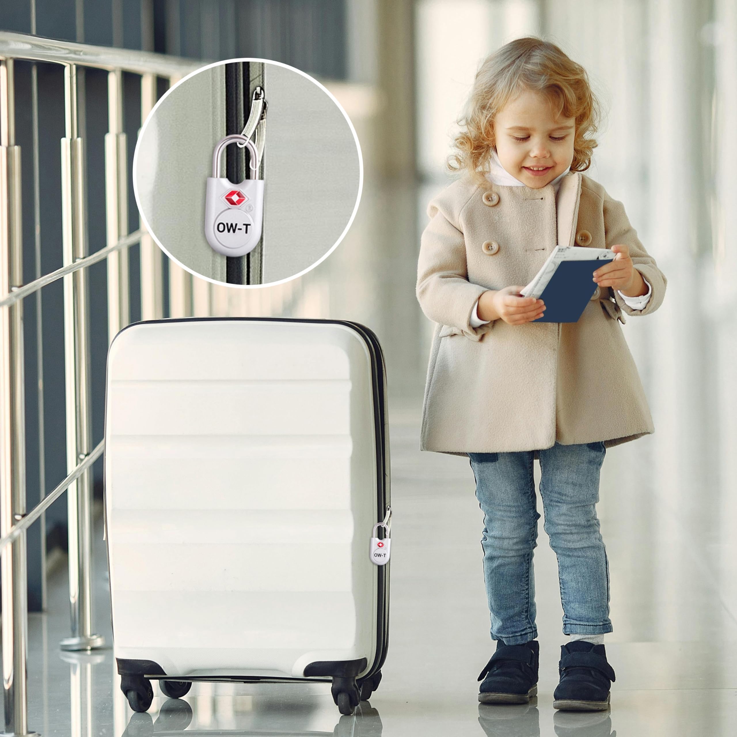 OW-Travel TSA Kłódka z Kluczykiem ​(Zestaw 2 Silver) Zamki Bagażowe na Klucz. Wytrzymałe Kłódki Bagażowe z Zamkiem na Klucz do Bagażu, Torby, Walizki, Plecaka, Szafki na Siłowni