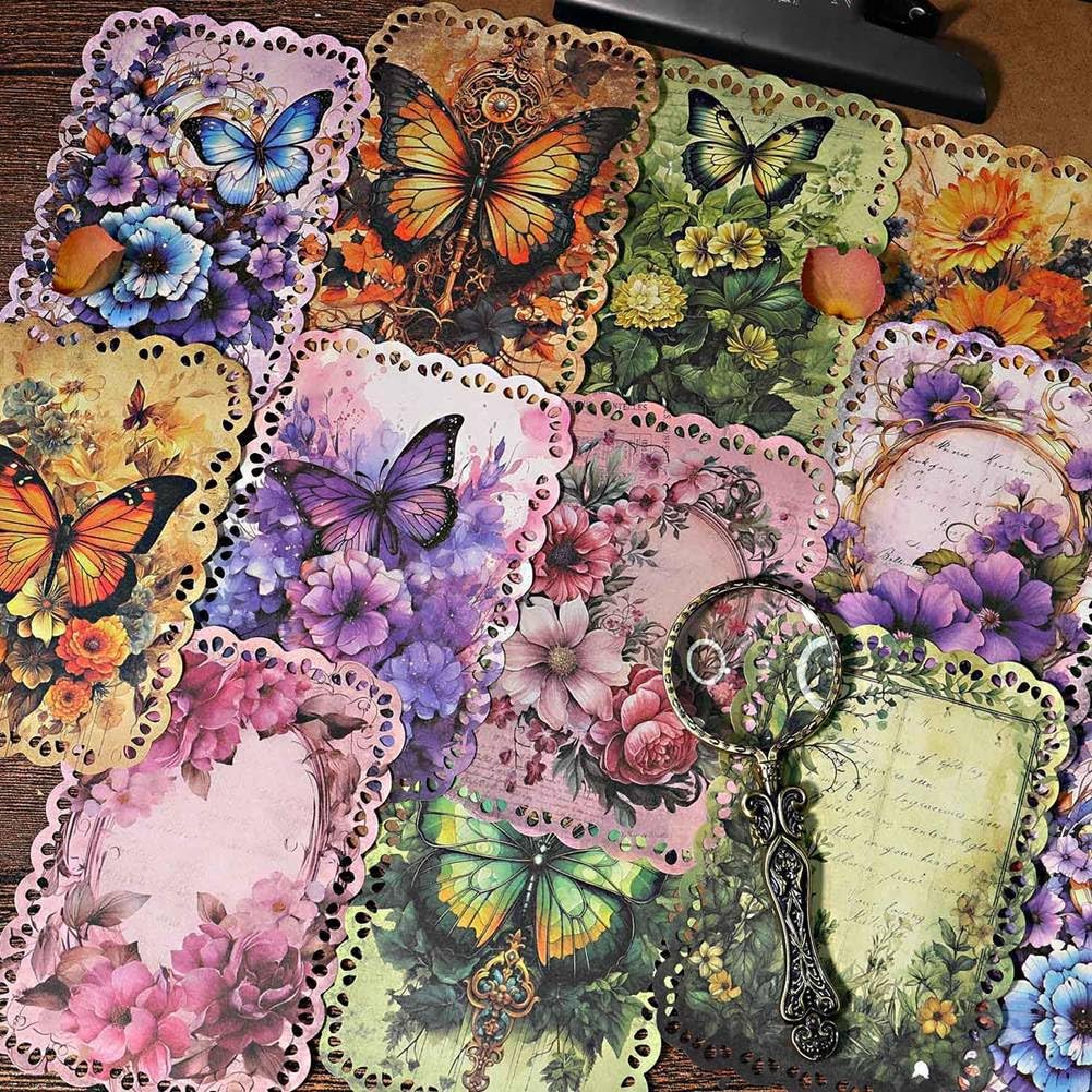 Lot de 180 feuilles de papier de scrapbooking vintage avec motif papillon antique pour journal, scrapbooking, écriture, affiche, planificateur, collage Lot de 180 feuilles de papier de scrapbooking vintage avec motif papillon antique pour journal, scrapbooking, écriture, affiche, planificateur, collage