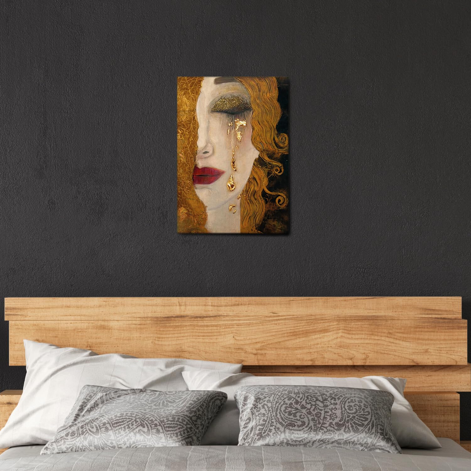 Giallobus - Quadro - Gustav Klimt - Lacrime dorate - Tela Canvas Telaio Standard - 50L x 70l cm - Pronto da appendere - Quadri moderni per la casa