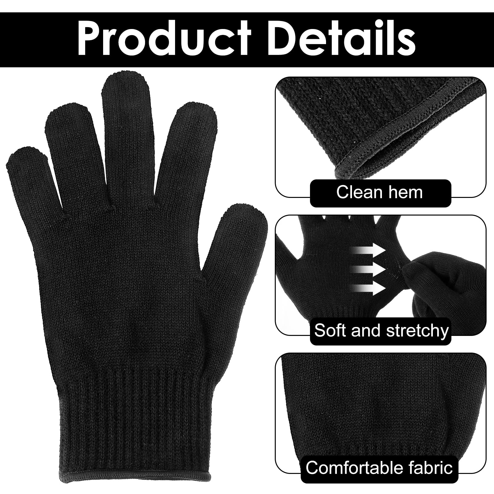 Gants professionnels résistants à la chaleur pour coiffure, protection chaleur, fer à friser, lisser, noir, 22x12 cm, lot de 4