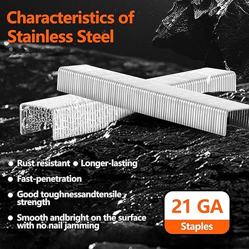 Miniatura 3 de SITLDY 12 pulgada Crown 21GA Acero inoxidable 304 grapas 1940-Count 3 tamaños para pistola de grapas serie 80, incluye 516", 38", 12" surtido, kit