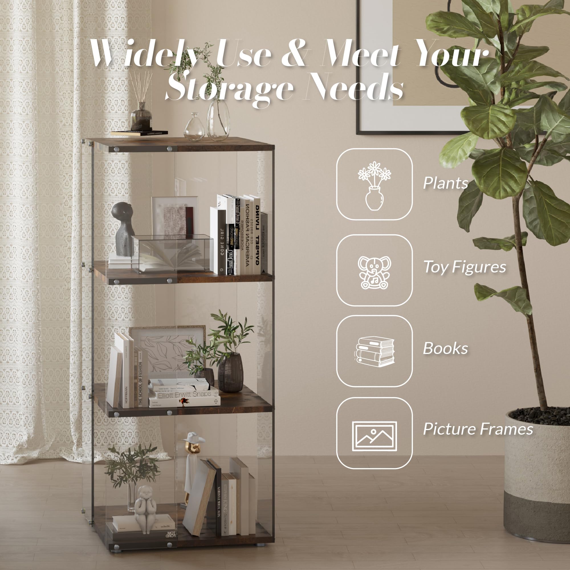 Snapklik.com : Sttoraboks 4 Tier Display Cabinet, Bookshelf, Display ...