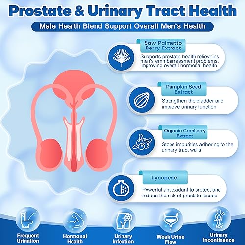 Miniatura 2 de Probióticos para hombres, 100 mil millones de UFC con prebióticos, bayas de palma enana, semillas de calabaza, arándano y licopeno para la salud