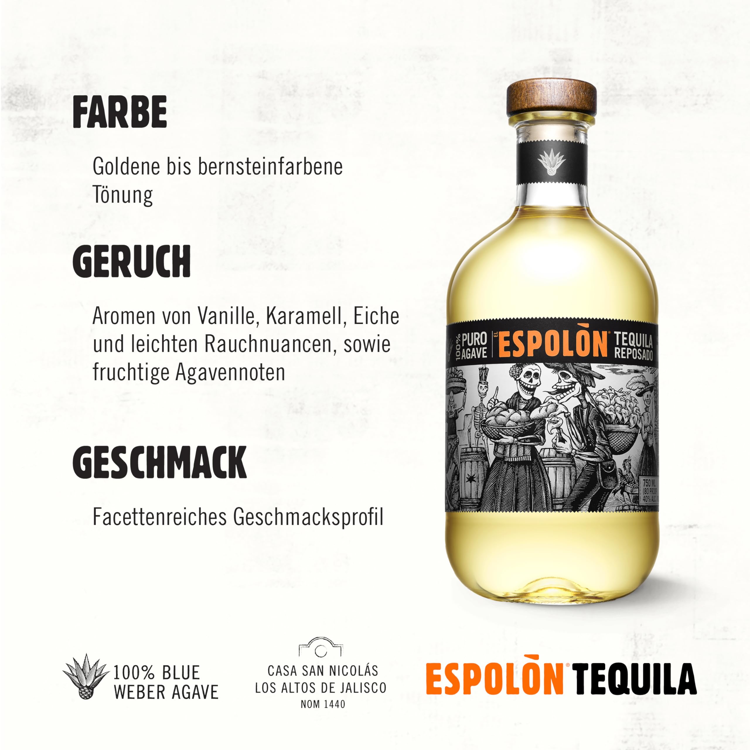 Espolón Tequila Reposado 100% puro Agave 40% Vol. 0,7l