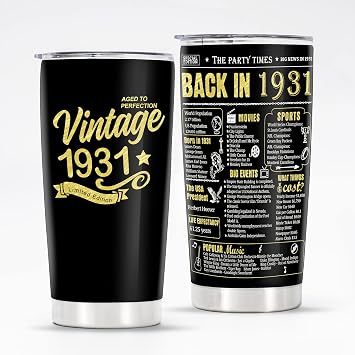 Happy 95th Birthday Tumblers Gifts for Men Women, Back in 1931 Stainless Steel Tumblers Gifts, 1931 95 Years Old Birthday Gift For Wife Husband Mom Dad