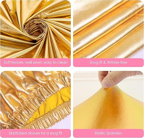 Miniatura 5 de Wokceer Fundas de soporte de pedestal de cilindro para fiesta, 3 piezas, soporte de cilindro dorado de elastano para cubiertas de fiesta, soporte de