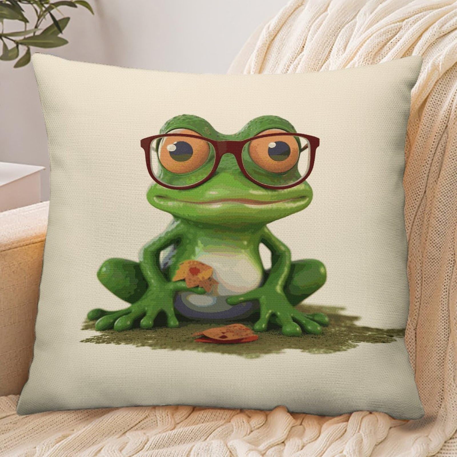 Fekiloot Style Frog Wearing Glasses Pillowcase Pillow Sham Pillow Case