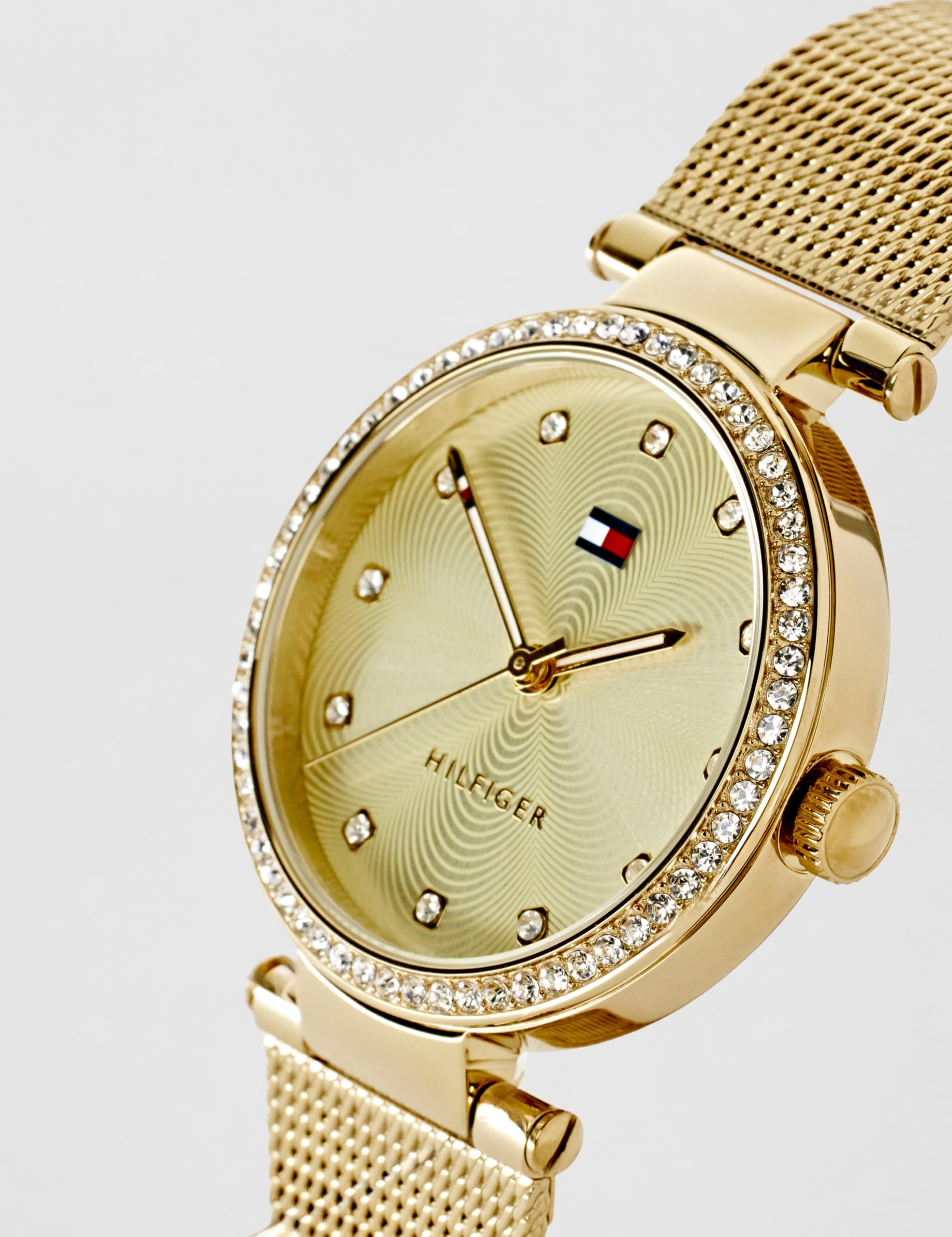 Tommy Hilfiger Analog Quarzuhr für Damen mit Goldfarben Edelstahl-Mesh-Gliederarmband - 1782507