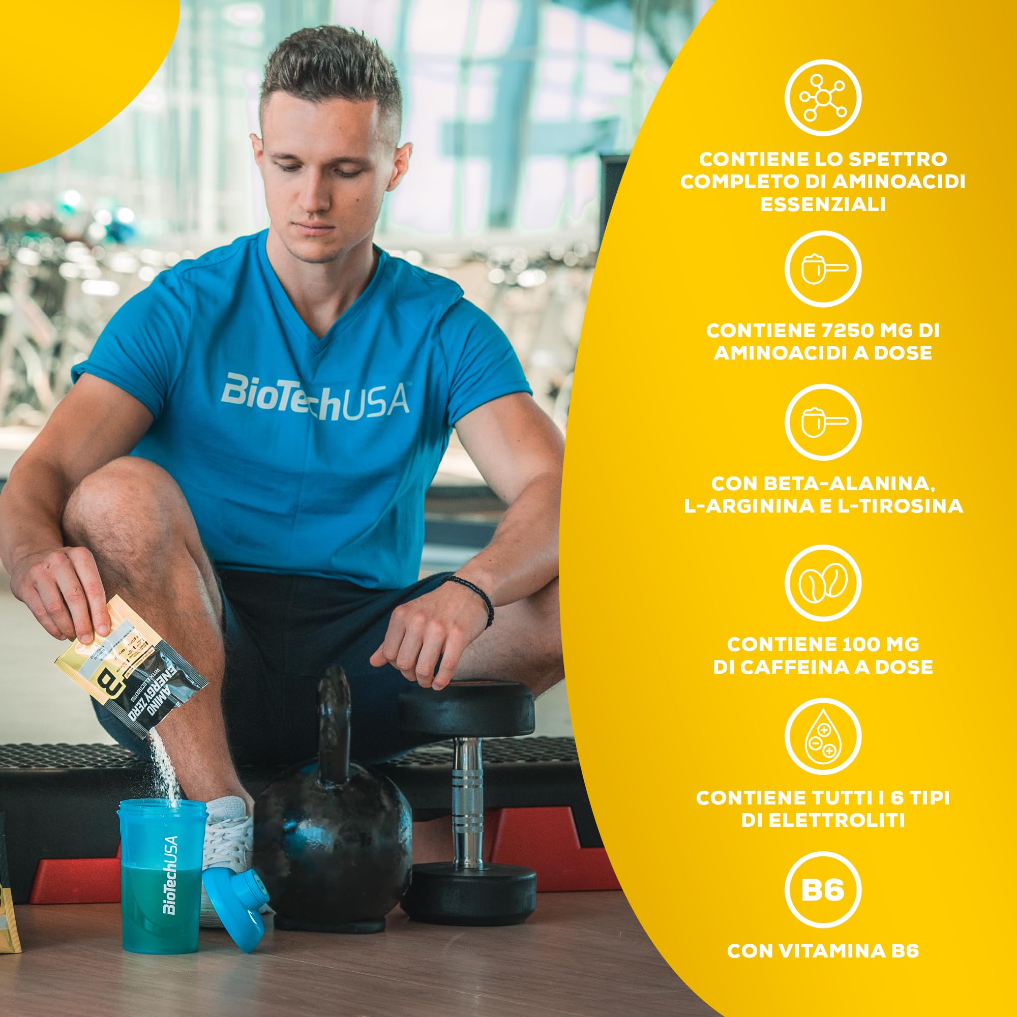 BioTechUSA Amino Energy Zero with Electrolytes | Pre-workout | 9 aminoacidi essenziali | Caffeina | Senza zucchero, senza glutine, 360 g, Tè Freddo Alla Pesca