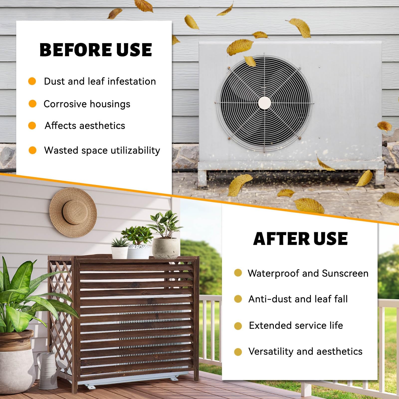 Cubre Aire Acondicionado Exterior Funda Para Aire Acondicionado Balcon Protector Aire Acondicionado Exterior Proteger Del Sol Y La Lluvia Cubierta Aire Acondicionado Exterior Soporte Plantas(100x44x93
