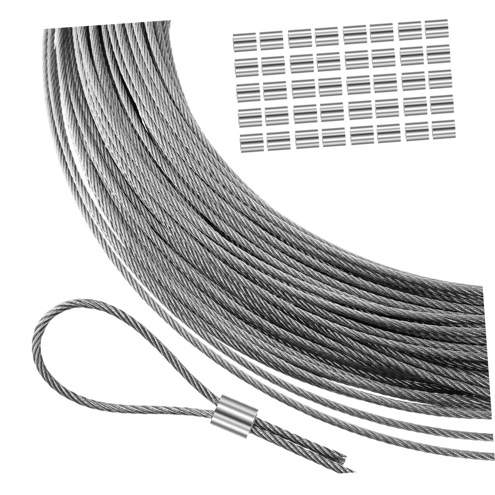 Câble métallique inoxydable avec manchons de fixation pour décoration
