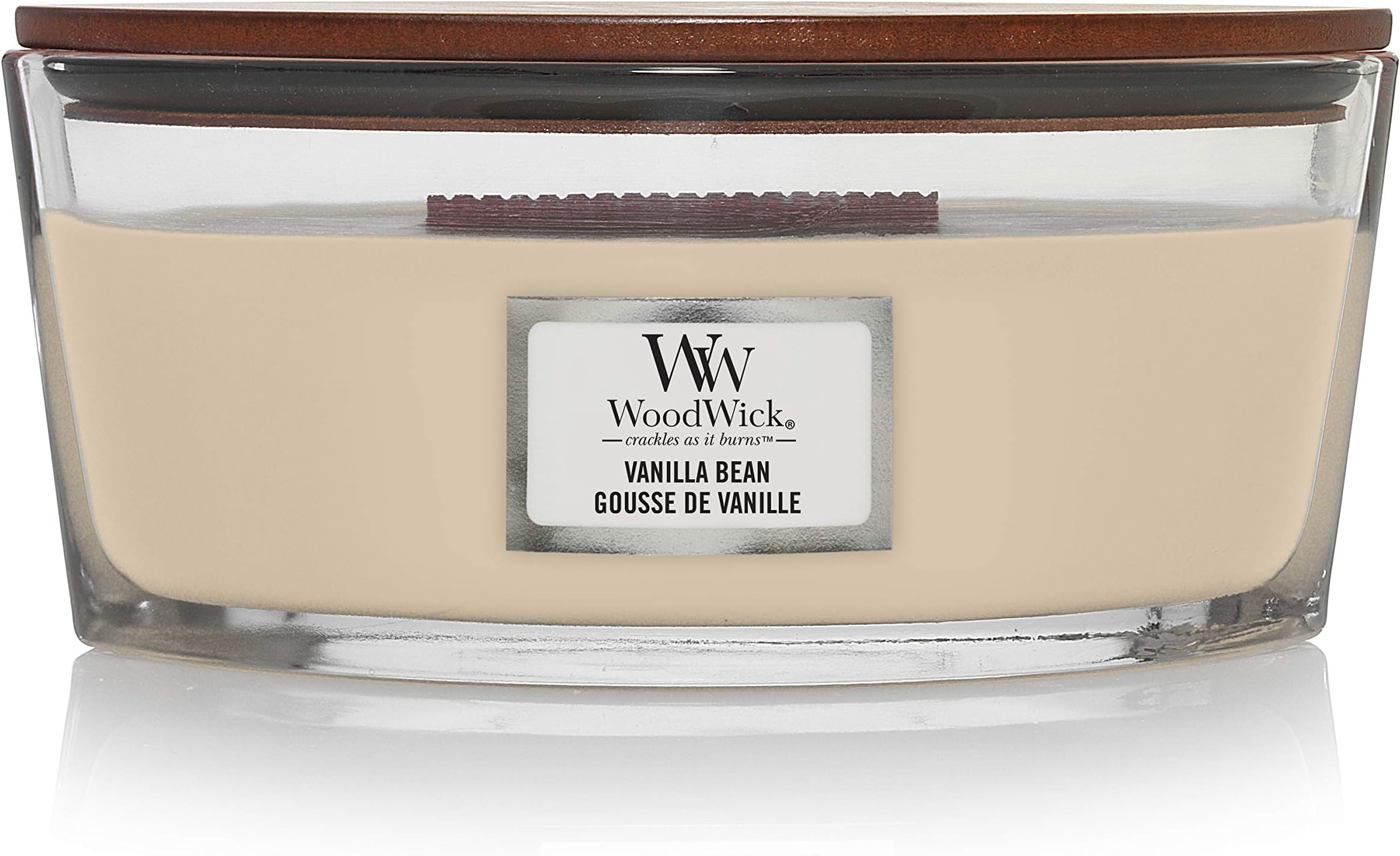 WoodWick Ellipse Scented Candle | Vanilla Bean | with Crackling Wick | Burn Time: Up to 50 Hours