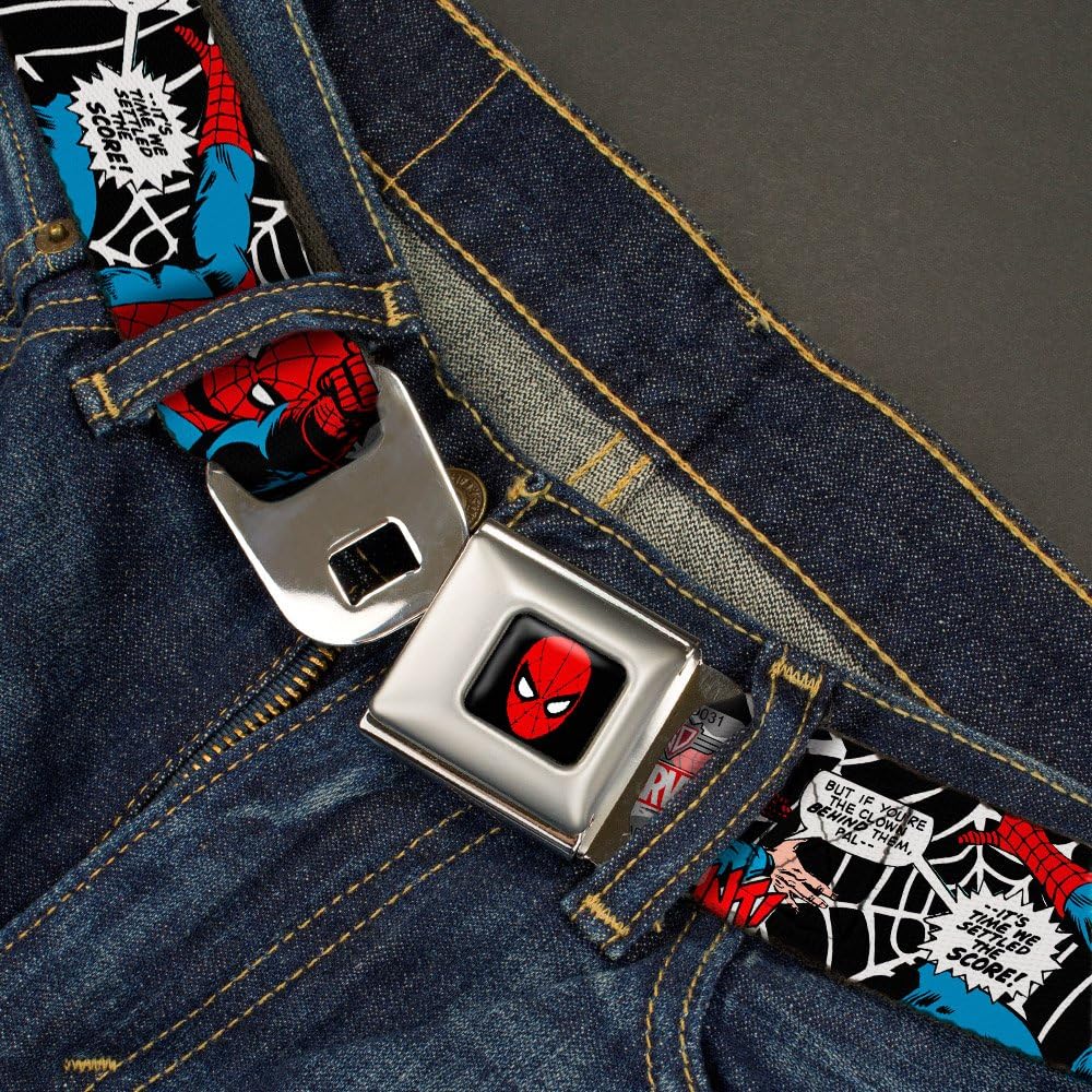 Buckle-Down Seatbelt Belt - JRNY-Spider-Man in Action2 w/AMAZING SPIDER-MAN - 1.0" Wide - 20-36 Inches in Length