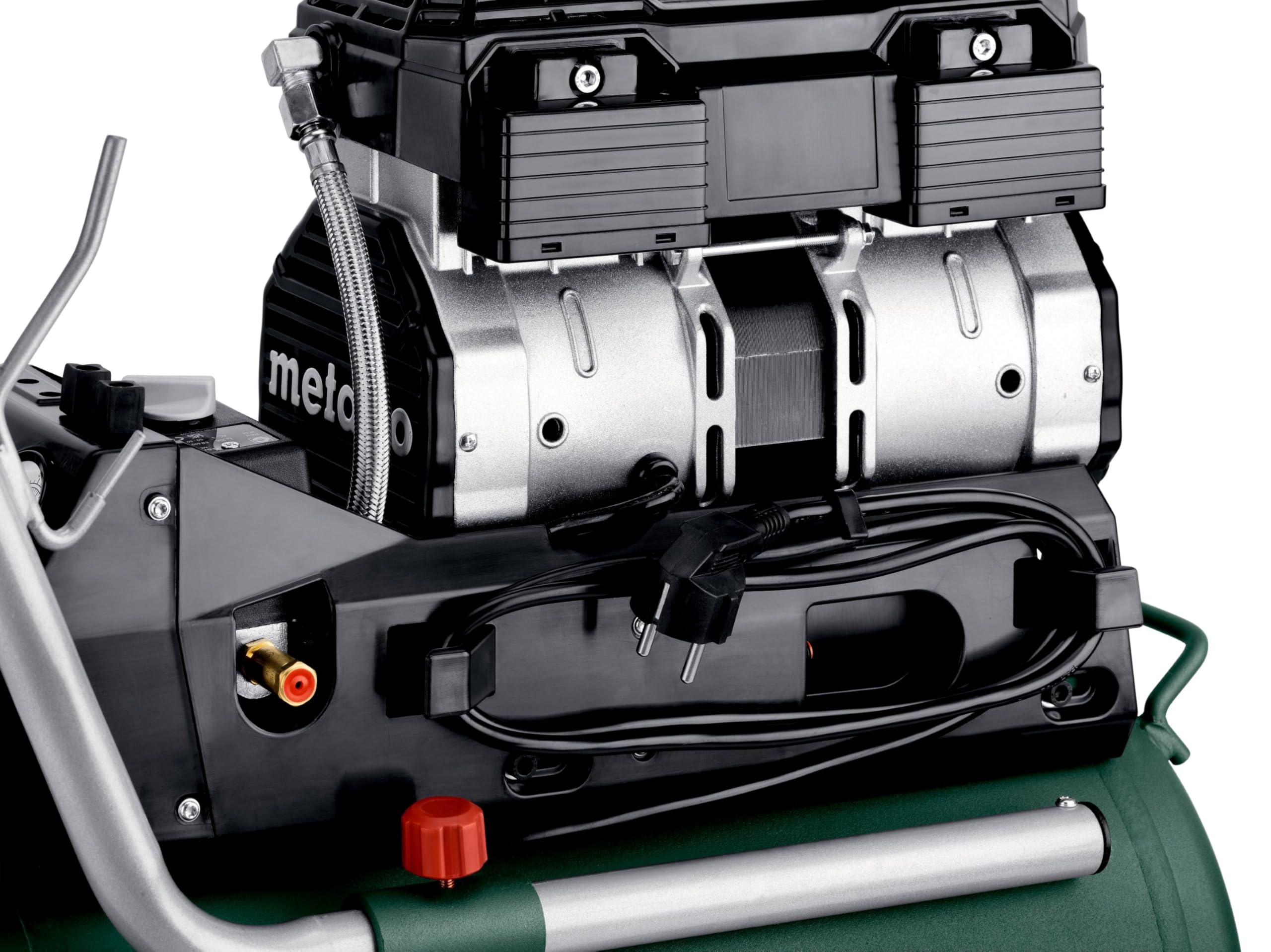 metabo Kompressor Basic 220-24 OF Silent - 24L Kessel, 8 bar Druck, 110 l/min Füllleistung - Ölfrei, leise, mobiler Werkstatt-Kompressor für Heimwerker & Profis - Inkl. Schnellkupplung und Zuggriff