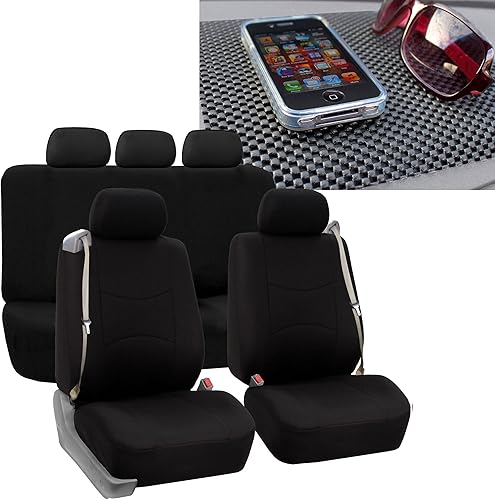 FH Group Juego completo de fundas de asiento de automóvil multiusos integradas para cinturón de seguridad con regalo, ajuste universal para