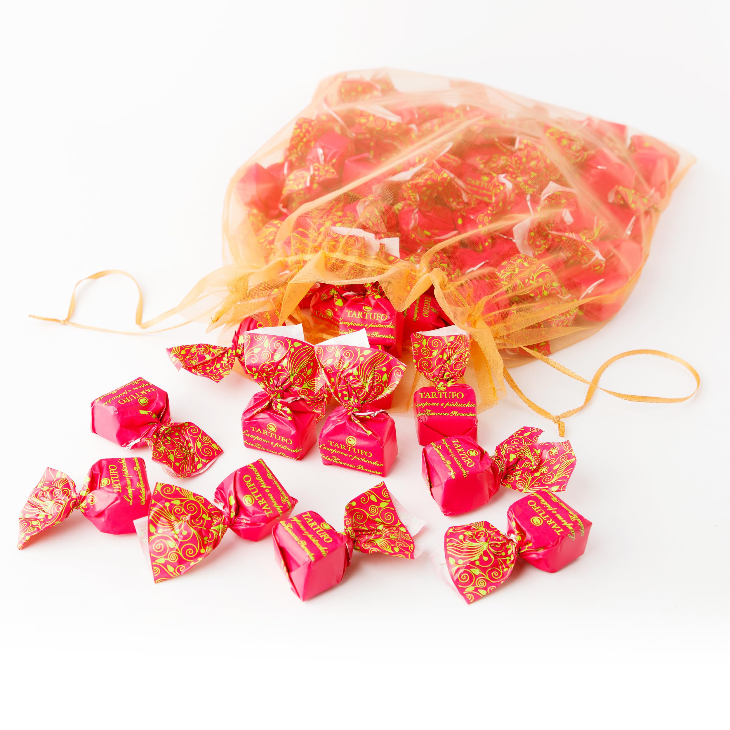 GUSTONE. Tartufi Dolce Lampone e Pistacchio Antica Torroneria 1kg | Schokoladentrüffel, Piemont-Haselnüsse IGP, Trüffel-Pralinen Himbeere Pistazie, ideal für die Kaffeeküche im Büro