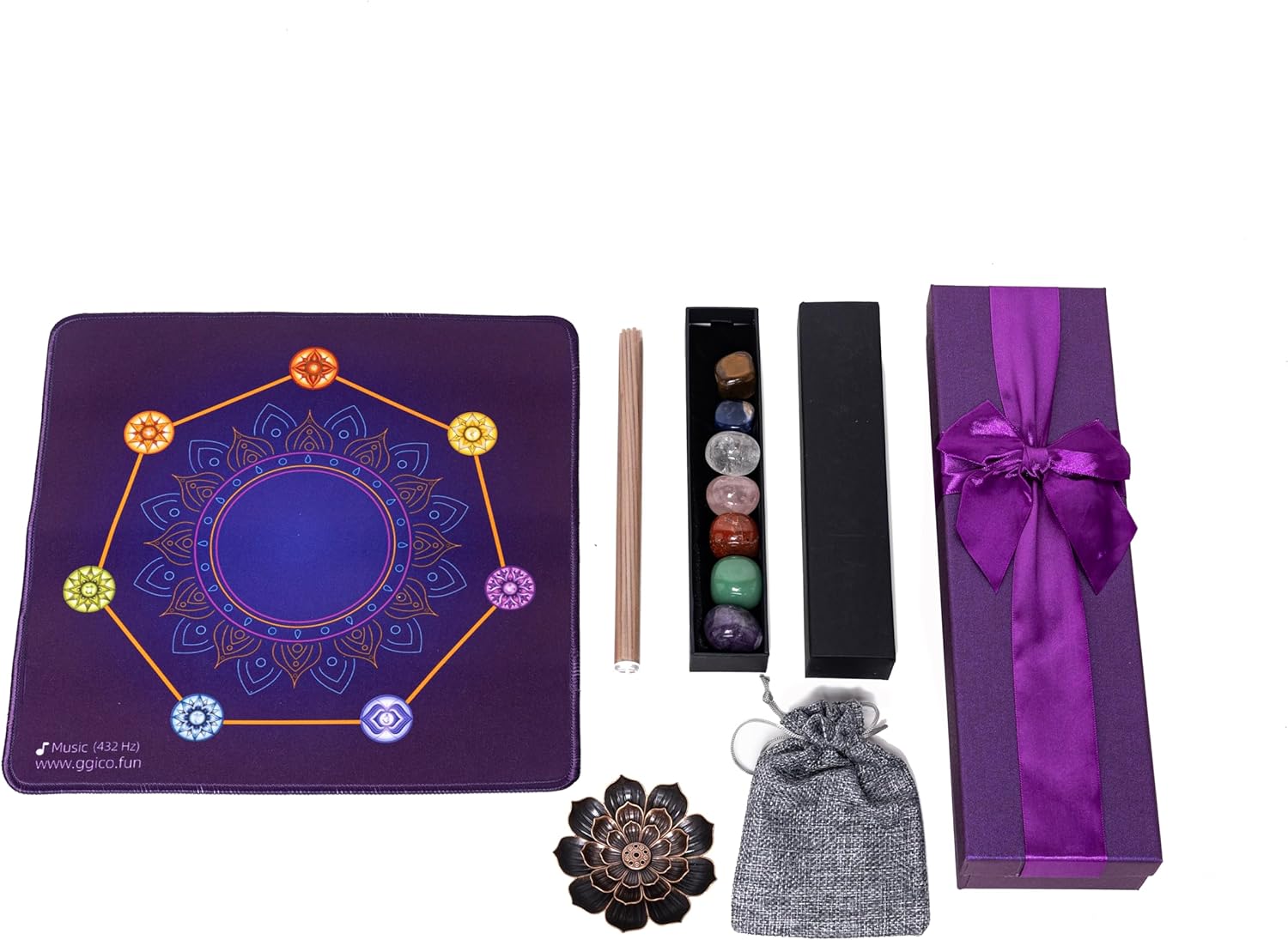 Healing Crystals Set Real Crystals and Healing Stones Kit,Energy Crystals for Beginners Meditation Yoga,7 Natural Tumbled Crystals and Aromatherapy,Cushion,Natural Sandalwood.Mandala Lotu