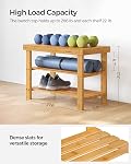 SONGMICS Shoe Rack Bench, 3-Tier Bamboo Shoe Storage Organizer, Entryway Bench, Holds Up to 130 kg, 28.7 x 70.1 x 45.3 cm, for Entryway Bathroom Bedroom, Natural ULBS04N