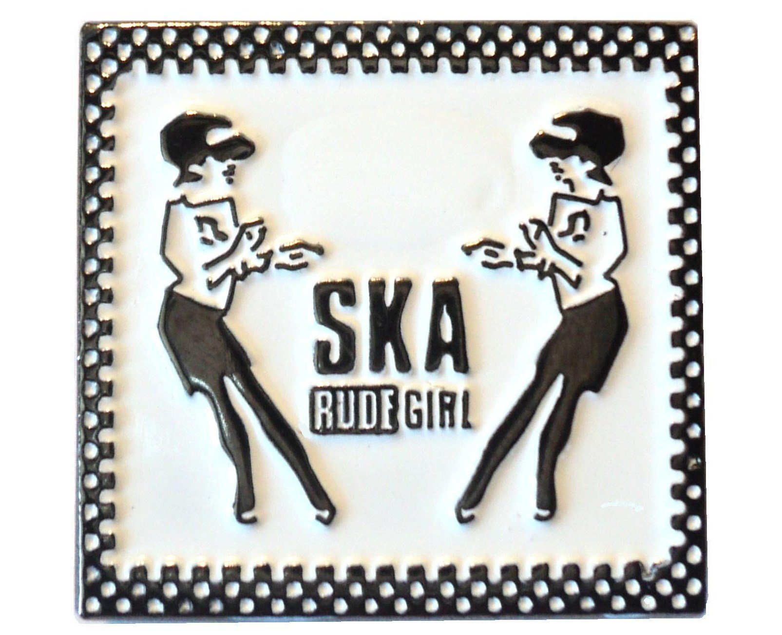 Dancing Woman Ska Music Rude Girl Two Tone MOD Metal Enamel Badge