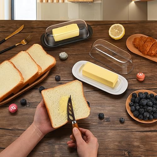 Miniatura 6 de Hekeieon Mantequillera con tapa transparente, para mantequilla, fácil de recoger, recipiente de mantequilla para mantequilla de la costa este y