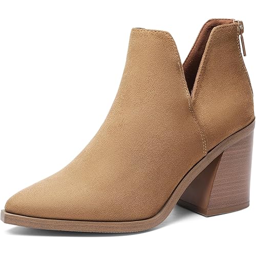 DREAM PAIRS Women's Ankle Boots Chunky Heel Pointed Toe Short Booties Shoes