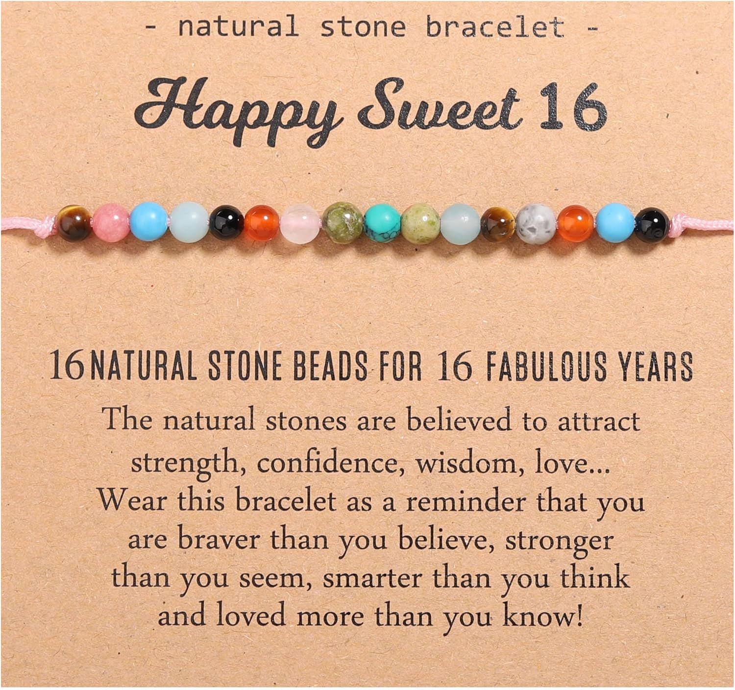 Korotho Natural Crystal Milestone Birthday Bracelet Gifts for Girls Women, Happy Birthday Adjustable Bracelets Present Christmas Gift for Daughter Granddaughter Niece Sister Friends Mom Auntie