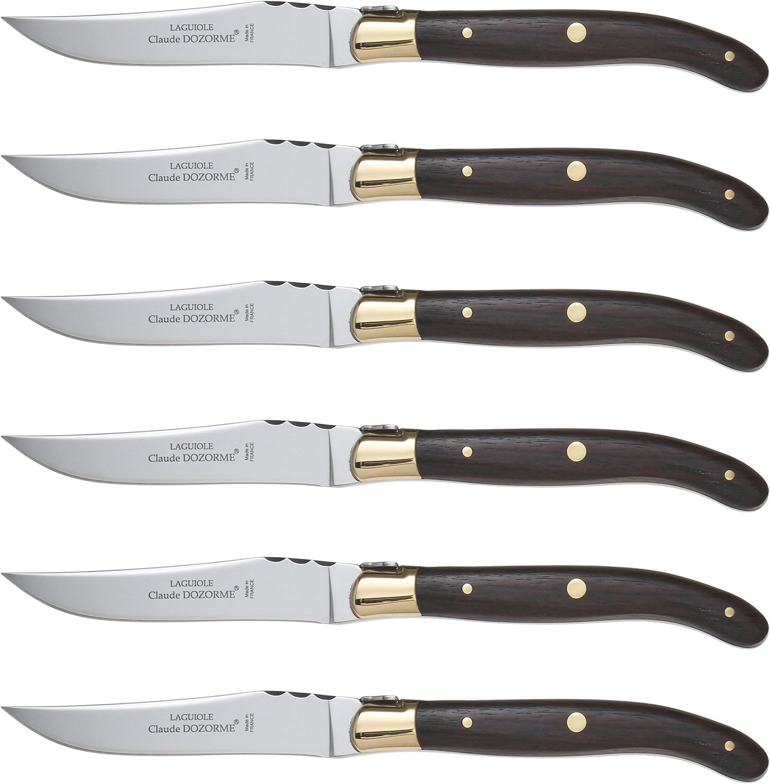 Claude DozormeGenuine Laguiole Rosewood Knife Set with Bolsters, Set of 6