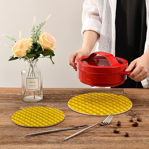 Miniatura 7 de Yellow Gold Dragon Scale Hot Mats Pads for Kitchen Heat Resistant Round Trivet Mat for Coaster Hot Pots Pans Cotton Woven Trivet Pot Holders for