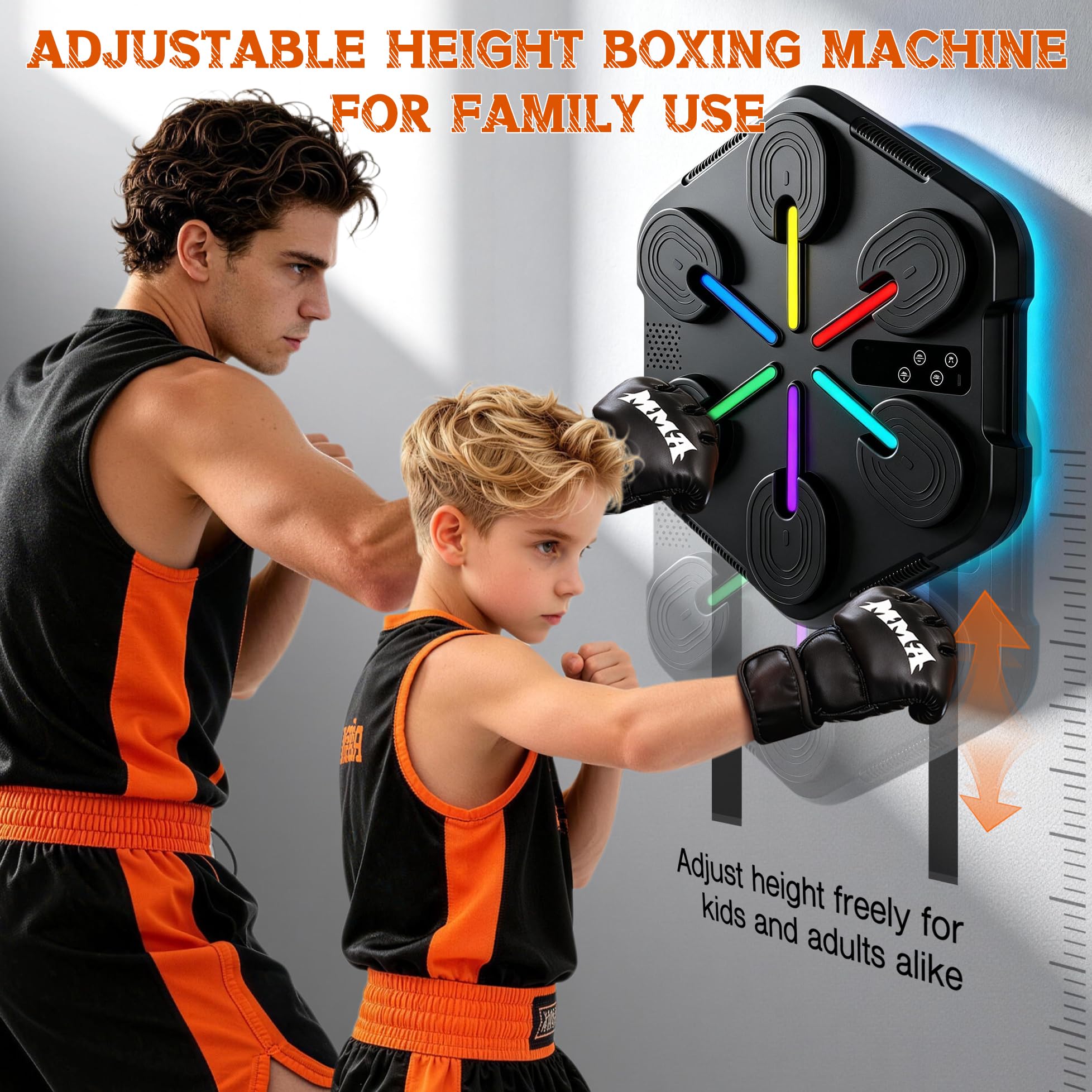 Macchina da boxe musicale per adulti, con montaggio a parete, con guantoni da boxe, velocità regolabile a 12 marce, attrezzatura per allenamento musicale per allenamento in palestra a casa