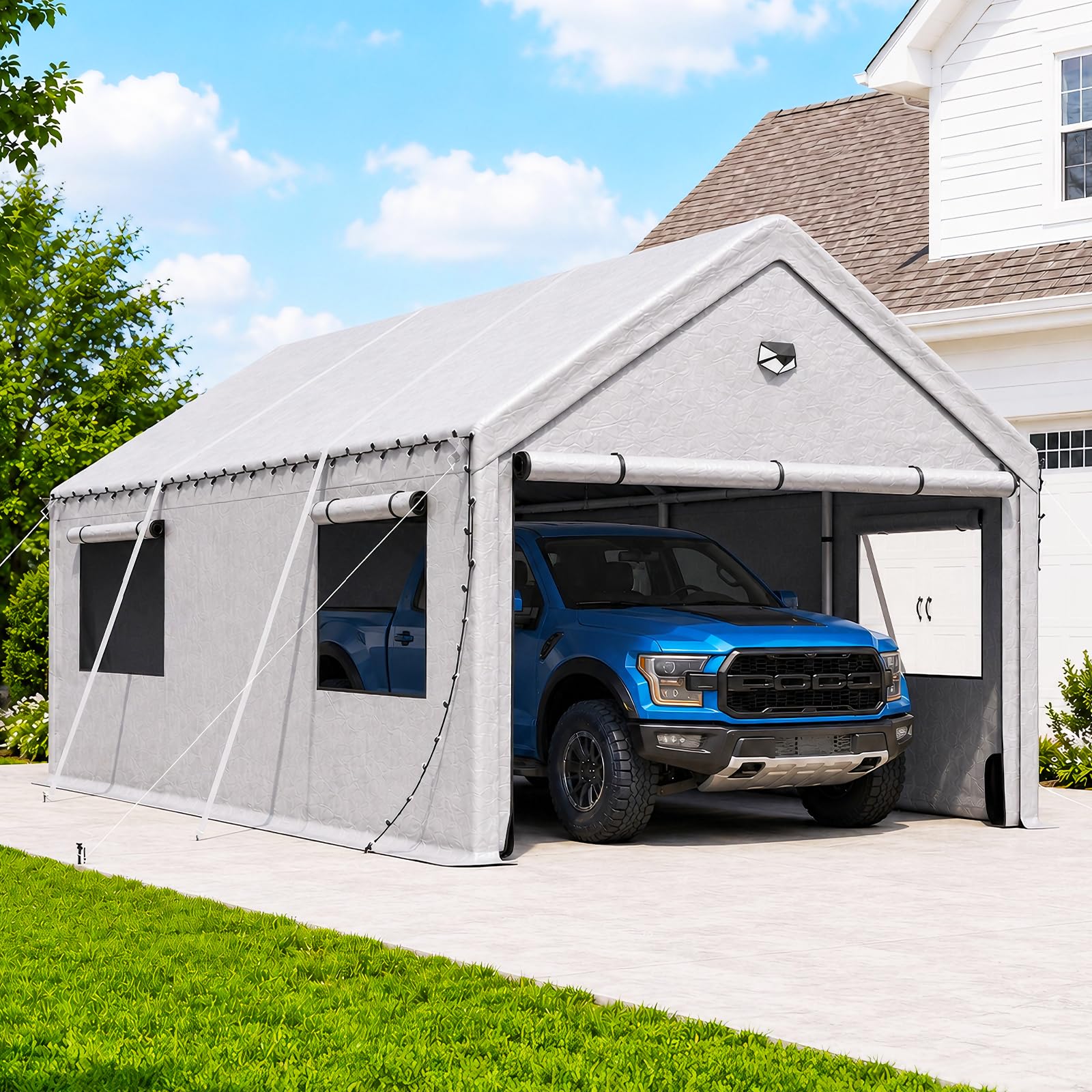 Sannwsg 10x16 Heavy Duty Carport Canopy