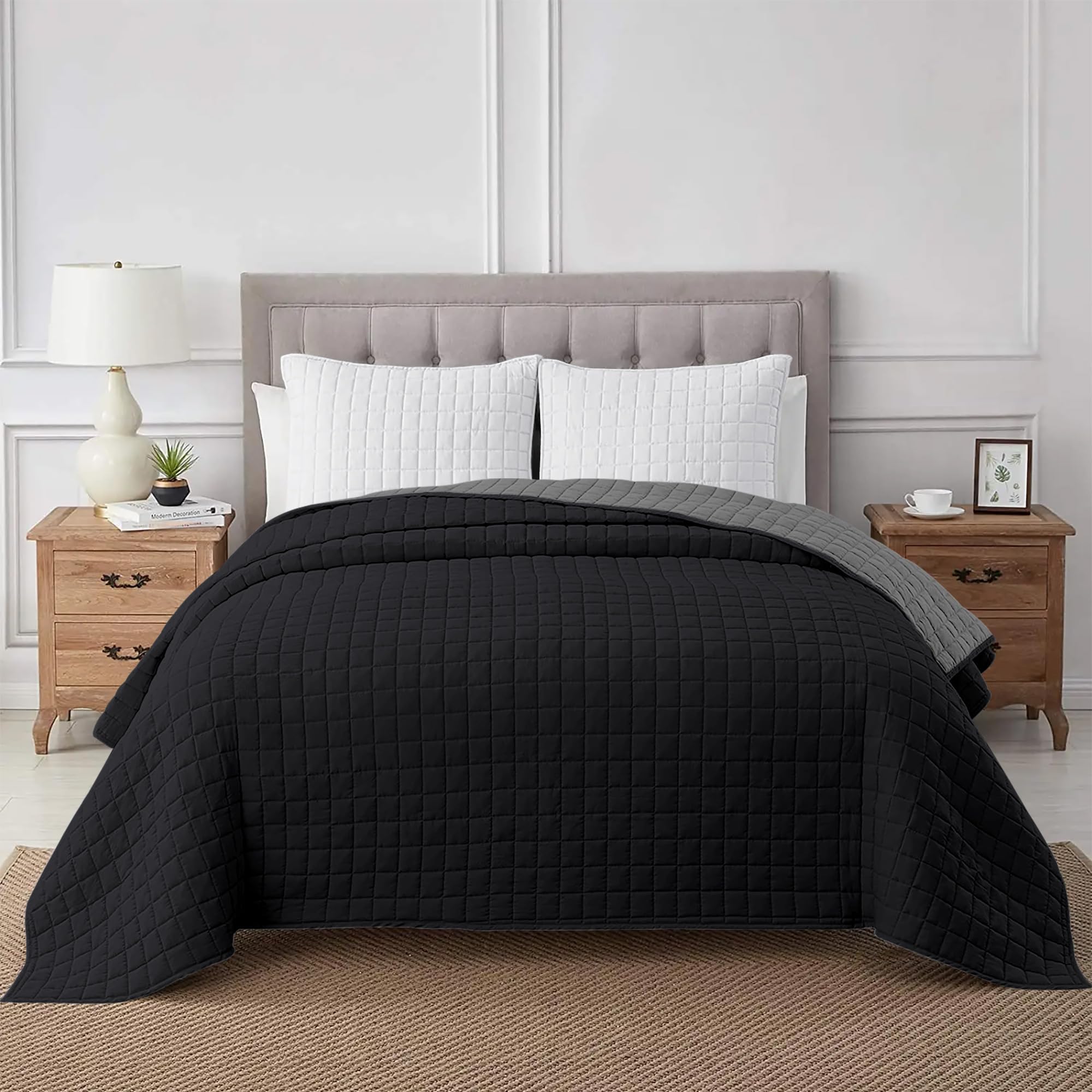 Trapuntino Primaverile Matrimoniale 250x250cm - Microfibra Anallergica, Imbottitura 100gsm - Bicolore, Duck Friendly