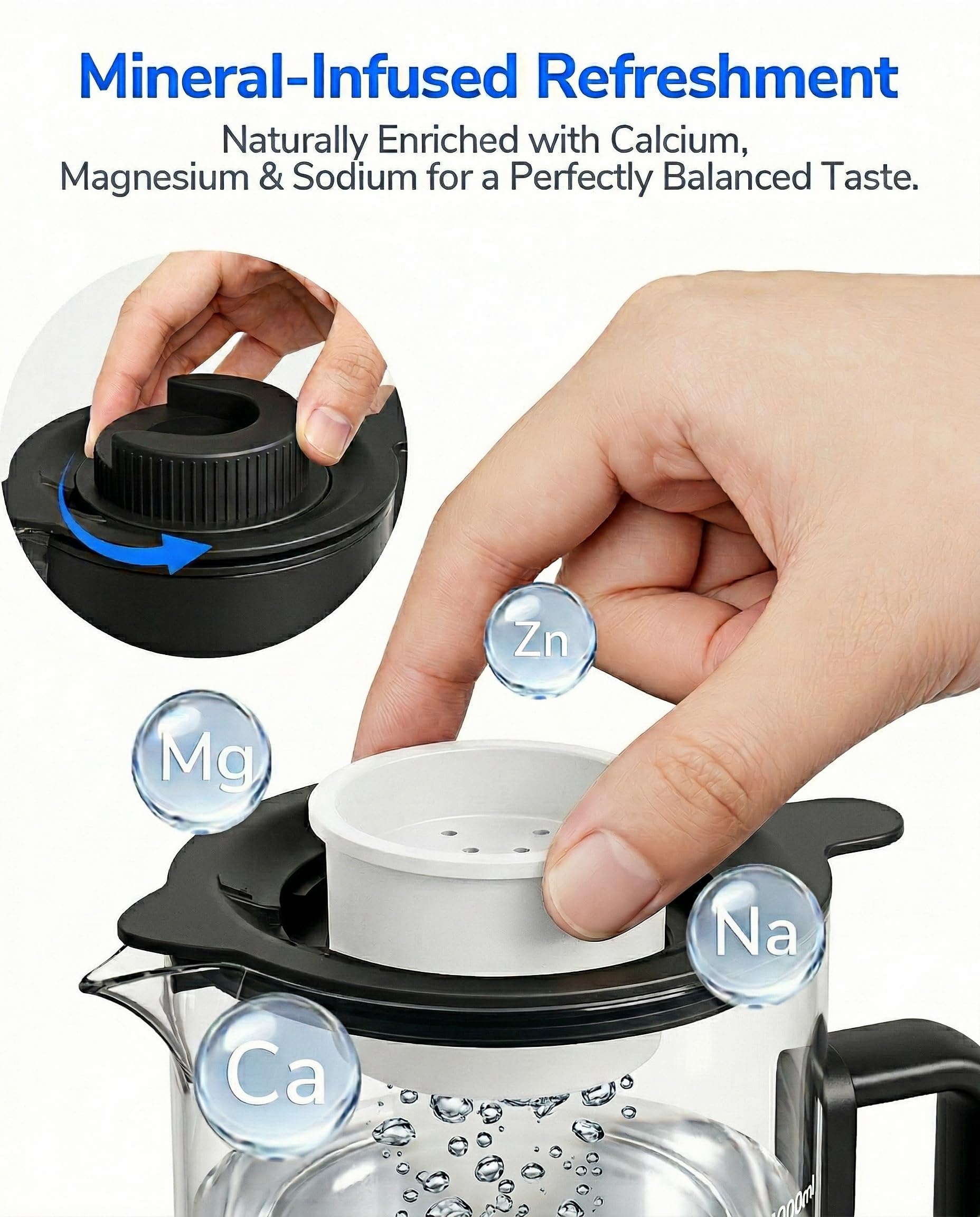Filtratore d'acqua ecoviva water Mate 3 UV a osmosi inversa, rapporto 3:1 da puro a scarico, caraffa auto-riempimento, purificatore d'acqua senza installazione, 9 fasi di filtrazione RO portatile con