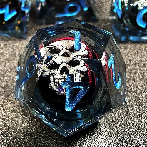 Miniatura 4 de HAOMEJA Juego de dados de resina Pirate D&D DND, 7 dados de bordes afilados con bolsa de ojo de dragón para regalo de juego de rol de Calabozos y