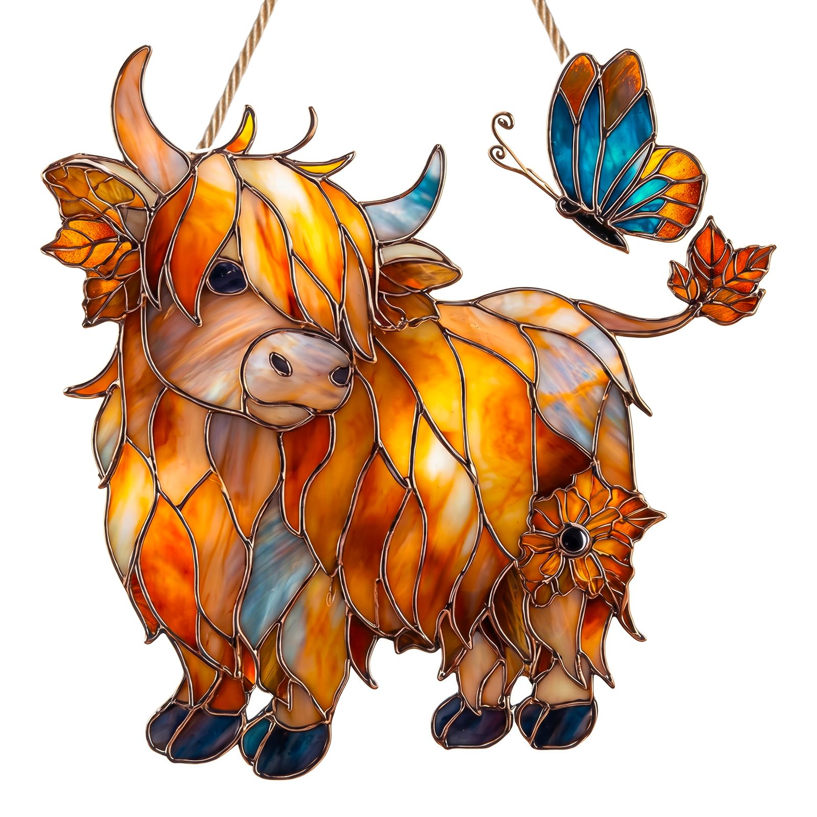 Highland cow Sun Catcher for Windows, Acrylic Stained Glass Suncatcher
