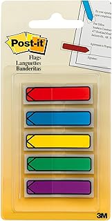 Post-it Arrow Flags, Assorted Primary Colors, .47 in. Wide, 100/On-the-Go Dispenser, 1 Dispenser/Pack, (684-ARR1)