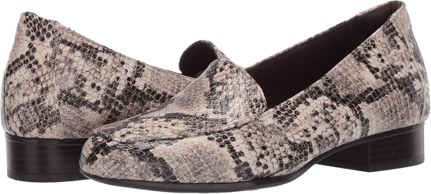 Clarks Women's Juliet Lora Loafer 110 W US Taupe Snake Synthetic