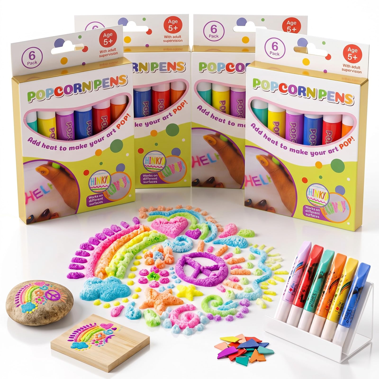 Magic 3D Popcorn Pens, DIY Puffy Bubble Drawing Markers，24pcs