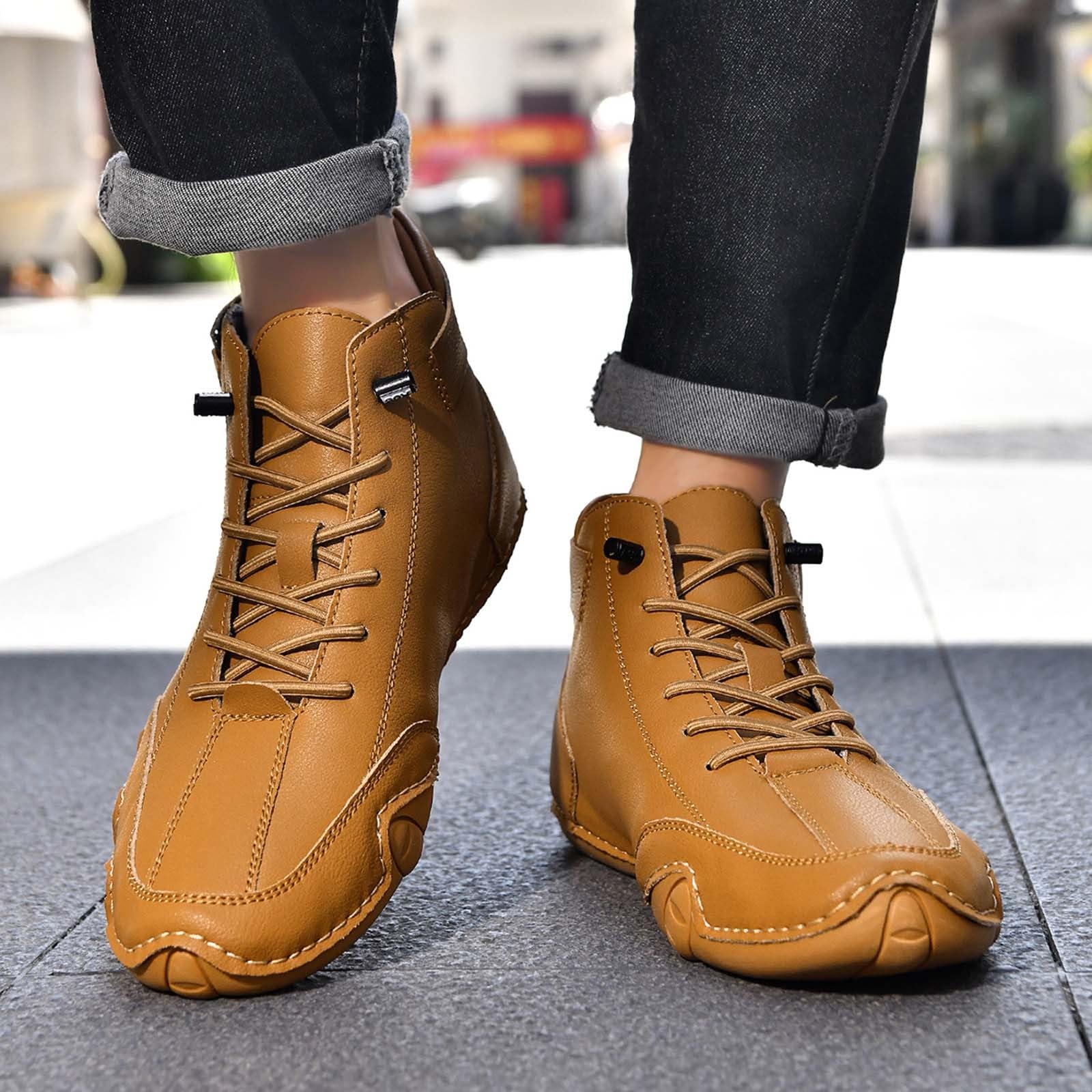 WWricotta Botines de Estilo Profesional, caña Alta, Informal, Tallas Grandes, Ideales para Uso Diario con una construcción Duradera, Hombre, cómodos y Resistentes_2