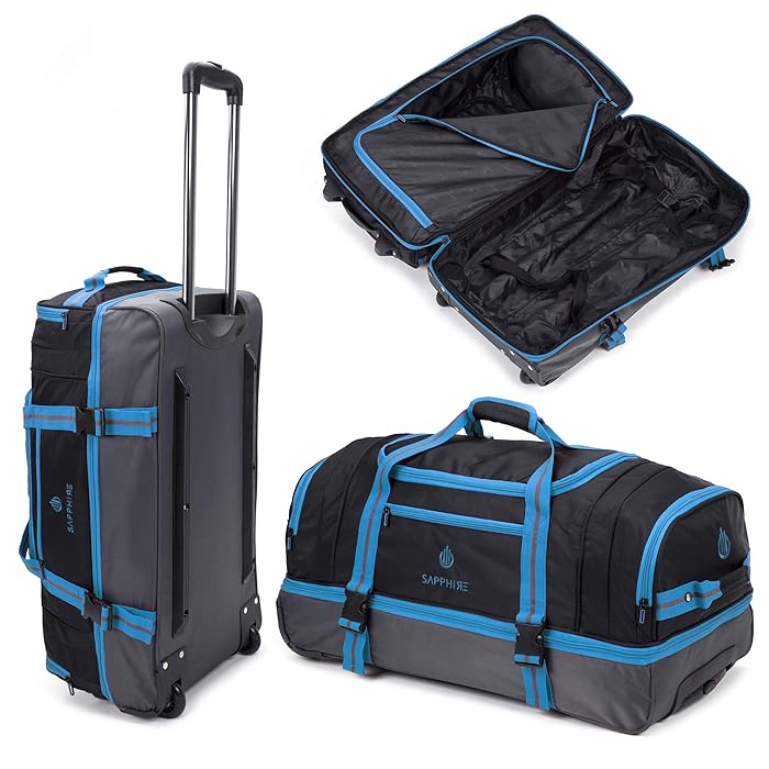 Buy Blue Lightweight Medium Holdall with Wheels Carry, Grab, Pull or