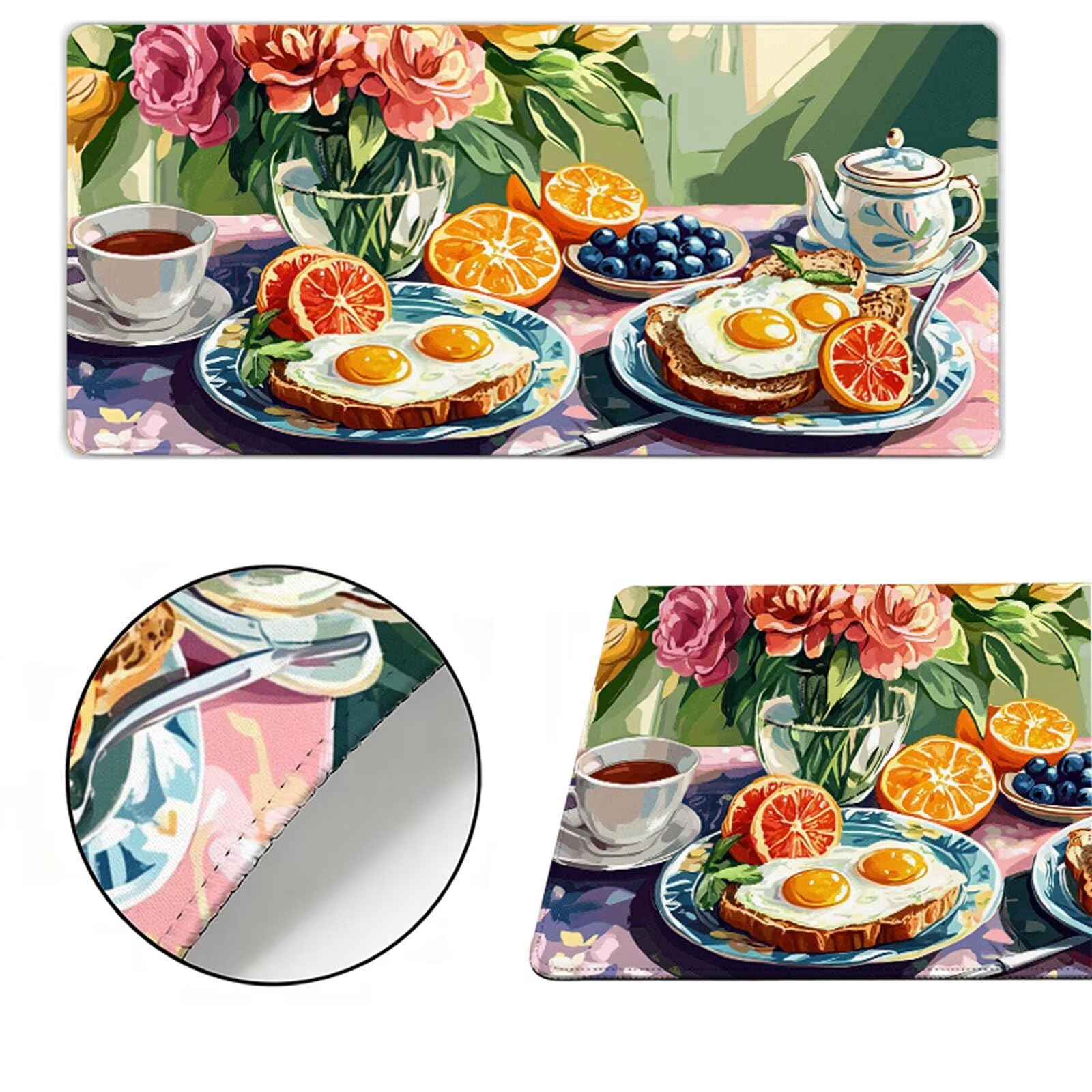 Podkładka pod mysz XXL 1200 x 400 x 3 mm podkładka pod mysz w kwiaty podkładka pod mysz kuchenna poprawia precyzję i szybkość, antypoślizgowe wodoodporne, szyte krawędzie, akcesoria do gier, komputer