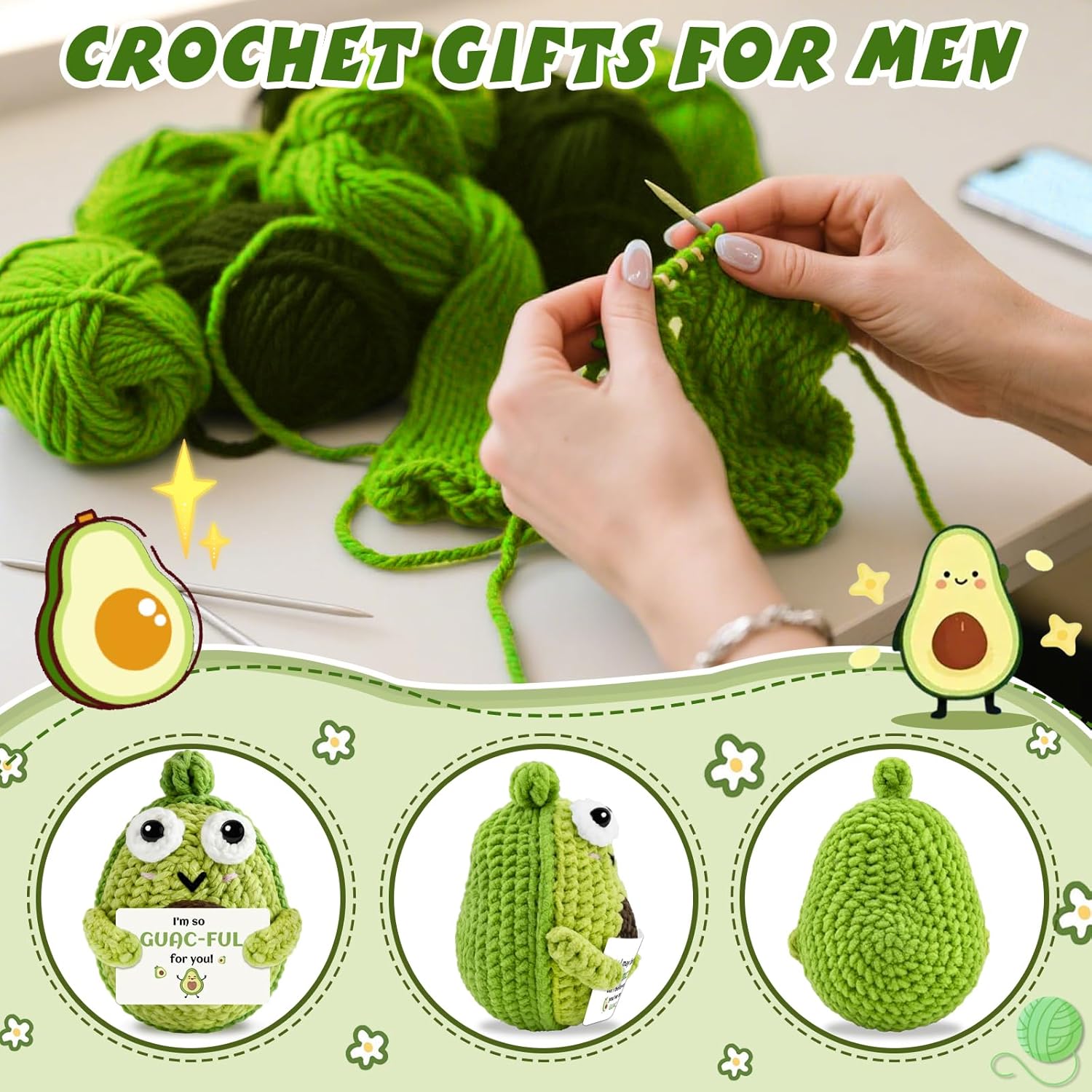 Teacher Valentine Gifts Funny Appreciation Gifts for Coworkers Farewell Emotional Crochet Support Avocado Decor Paraprofessional Appreciation Gift Teacher Sister Friend Birthday - Image 5
